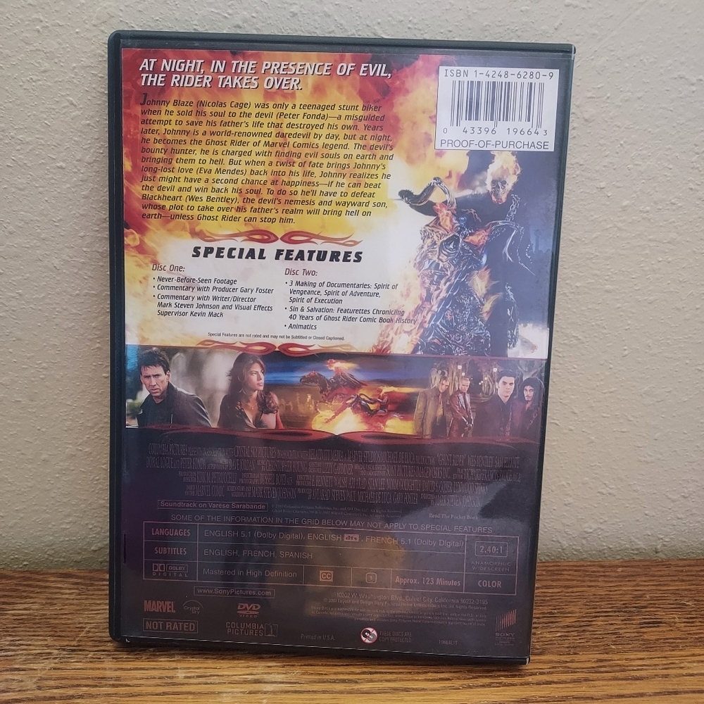 Ghost Rider (DVD, 2007, 2-Disc Set) Pre-Owned Tested Working Good Shape - Picture 2 of 2